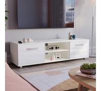 (White) Cosmo 2 Door TV Cabinet with Shelf - 140cm