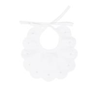 White Cotton Bib with Pink Polka-dots- unisex- Little Bear- Accessories- White- ONE SIZE- Kids ONE SIZE