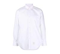 White Cotton Buttoned Collar Shirt, male, Thom Browne, Formal Shirts, White, XL, Shirts XL