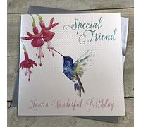 white cotton cards 1-Piece Extra-Large Handmade Birthday Card Special Friend Happy Birthday, Hummingbird