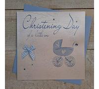 white cotton cards 1-Piece Handmade Christening Day of A Little One Handmade Christening Card, Blue