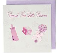 white cotton cards 1-Piece Little Princess Handmade Card, Pink Rattle