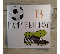WHITE COTTON CARDS 13 Happy, Handmade Large 13th Birthday Card (Code XNA13)