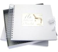 White Cotton Cards 16th Birthday Card Memory Book, Silver Champagne