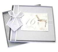 White Cotton Cards 16th Birthday Guest Book, Silver Champagne