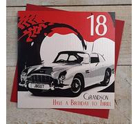 WHITE COTTON CARDS 18 Grandson Thrill, Handmade 18th Birthday Card (Code sbs27)