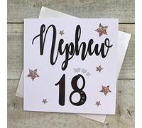 WHITE COTTON CARDS MT21-18 18th Birthday Nephew Card - Hand Finished Card, Grey, 16cm x 16cm