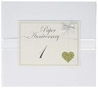 White Cotton Cards 1st Anniversary Sparkling Love Heart Design, Guest Book (LLA1G)