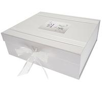 White Cotton Cards C21A4 27.2 x 32 x 11 cm Large 21st Birthday Coupe Glass Keepsake, White