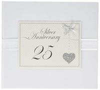 White Cotton Cards 25th Anniversary, Sparkling Love Heart Guest Book (LLA25G)