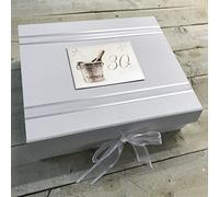 White Cotton Cards 30th Birthday Keepsake Box, Large, Silver Champagne
