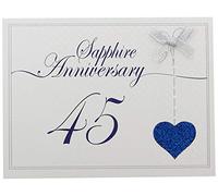 White Cotton Cards 45th Anniversary Sparkling Love Heart, Card & Memory Book (LLA45C)