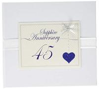 White Cotton Cards 45th Anniversary Sparkling Love Heart Design, Guest Book (LLA45G)