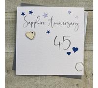 White Cotton Cards 45TH SAPPHIRE WEDDING ANNIVERSARY - STARS ANNIVERSARY CARD, HANDMADE (SA45)