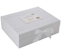White Cotton Cards 50th Anniversary Sparkling Love Heart Large Keepsake Box (LLA50X)