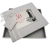 White Cotton Cards 50th Birthday, Guest Book, Evening Dress