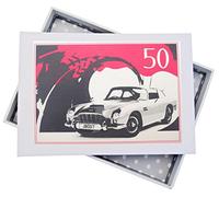 White Cotton Cards 50th Birthday, Mini Photo Album, Classic Car, Wood, 12.5 x 17.5 x 2.5 cm