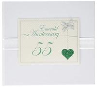 White Cotton Cards 55th Anniversary Sparkling Love Heart Guest Book (LLA55G)