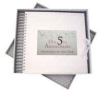 White Cotton Cards 5th Wood Anniversary Year, Card & Memory Book, Glitter & Words, 27x30x4 cm