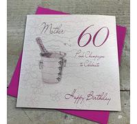 WHITE COTTON CARDS 60 Celebrate Happy Handmade 60th Birthday Card (Pink Champagne Bucket)