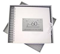 White Cotton Cards 60th Diamond Anniversary Year, Card & Memory Book, Glitter & Words, Wood, 27x30x4 cm