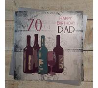 WHITE COTTON CARDS 70 Happy Dad' Handmade 70th Birthday Card (Wine,Code xbs70d)