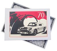 White Cotton Cards 70th Birthday, Mini Photo Album, Classic Car, Wood, 12.5 x 17.5 x 2.5 cm