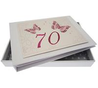 WHITE COTTON CARDS, 70th Birthday, Tiny Album, Butterflies,Medium