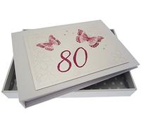 White Cotton Cards 80th Birthday, Mini Photo Album, Butterflies