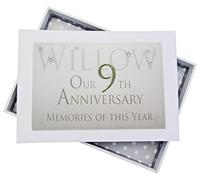 White Cotton Cards 9th Willow Anniversary Memories of This Year, Tiny Album, Glitter & Words, Wood, 12.5x17.5x2.5 cm