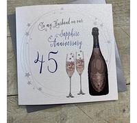 White Cotton Cards A45H "To My Husband On Our Sapphire Anniversary 45" Handmade 45Th Anniversary Card