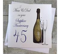 White Cotton Cards A45M"to My Mum and Dad On Your Sapphire Anniversary 45" Handmade 45Th Anniversary Card