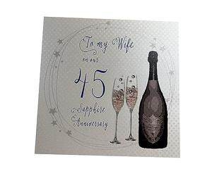 WHITE COTTON CARDS A45W to My Wife On Our Sapphire Anniversary 45" Handmade 45th Anniversary Card
