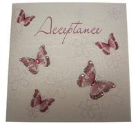 White Cotton Cards Acceptance Butterflies Design, Card, WB176, 135mm x 135mm