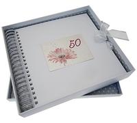 WHITE COTTON CARDS Age 50 Gerbra Flower,Handmade Card & Memory Book
