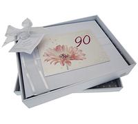 WHITE COTTON CARDS Age 90 Gerbra Flower,Handmade 90th Birthday Small Photo Album