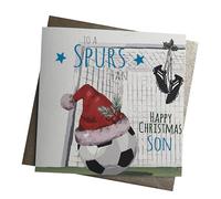 WHITE COTTON CARDS ANY RELATION - TOTTENHAM HOTSPURS - FOOTBALL & SANTA HAT - FOOTBALL CHRISTMAS CARD (FFX1-RE)