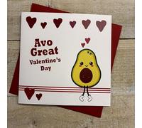 WHITE COTTON CARDS AVOCADO - VALENTINE'S DAY CARD, HAND FINISHED (V26-24)