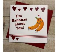 WHITE COTTON CARDS BANANAS ABOUT YOU - VALENTINE'S DAY CARD, HAND FINISHED (V26-27)