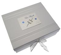 white cotton cards Bar Mitzvah Keepsake Box Jewish Gift (Large, Boys)