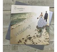 white cotton cards Beach Wedding Congratulations on Your Wedding Handmade Wedding Card, Large, XPD260D