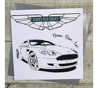 WHITE COTTON CARDS BIRTHDAY CARD, SPORTS CAR DESIGN, HANDFINISHED (MT6)