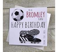 WHITE COTTON CARDS Bromley FC Football Club Fan Birthday Card - BOOTS & BALL DESIGN (FFP59)