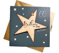 WHITE COTTON CARDS BROTHER IN LAW AGE 60 BIG STAR BIRTHDAY CARD, HAND FINISHED (S198-BIL60)