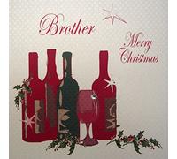 WHITE COTTON CARDS Brother Merry, Handmade Christmas Card. (Wine, Code xx14-74)