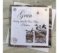 White Cotton Cards C2-Gran "Gran Warm Wishes at Christmas" Handmade Christmas Card