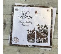 White Cotton Cards C2-M "Mum Have a Sparkling Christmas" Handmade Christmas Card