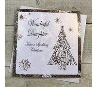White Cotton Cards C3-D "Wonderful Daughter Have a Sparkling Christmas" Handmade Christmas Card