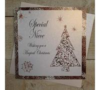 White Cotton Cards C3-N"Special Niece" Handmade Christmas Card