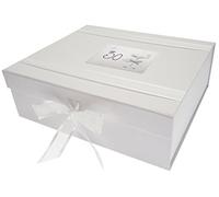 WHITE COTTON CARDS C30A4 30th Birthday, Large Keepsake, Coupé Glass, Wood, White, 27.2x32x11 cm
